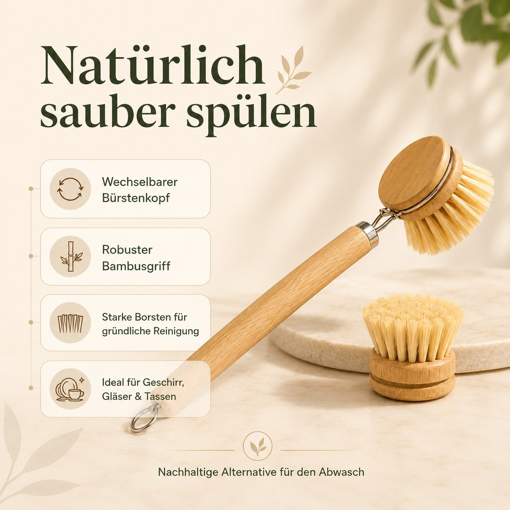 Bambus Spülbürsten Set | Nachhaltig mit Wechselköpfen