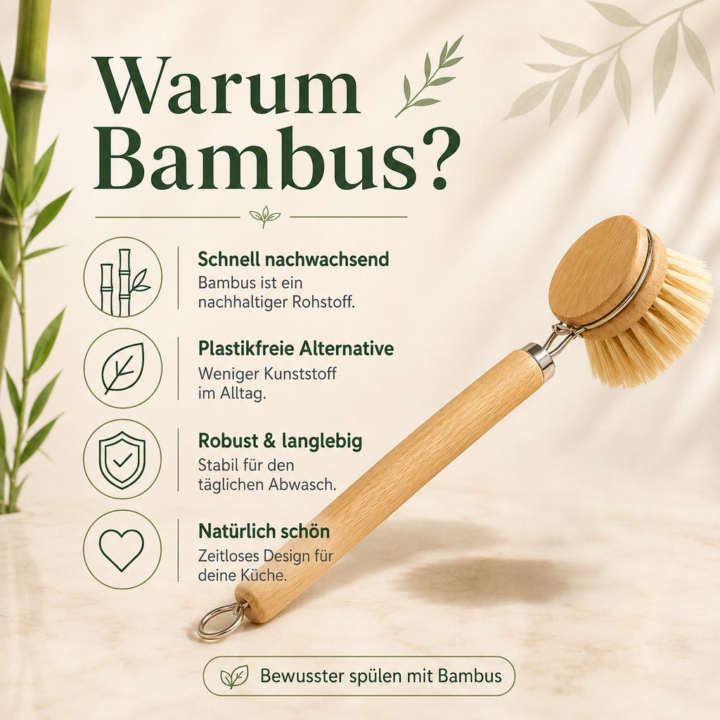 Bambus Spülbürsten Set | Nachhaltig mit Wechselköpfen