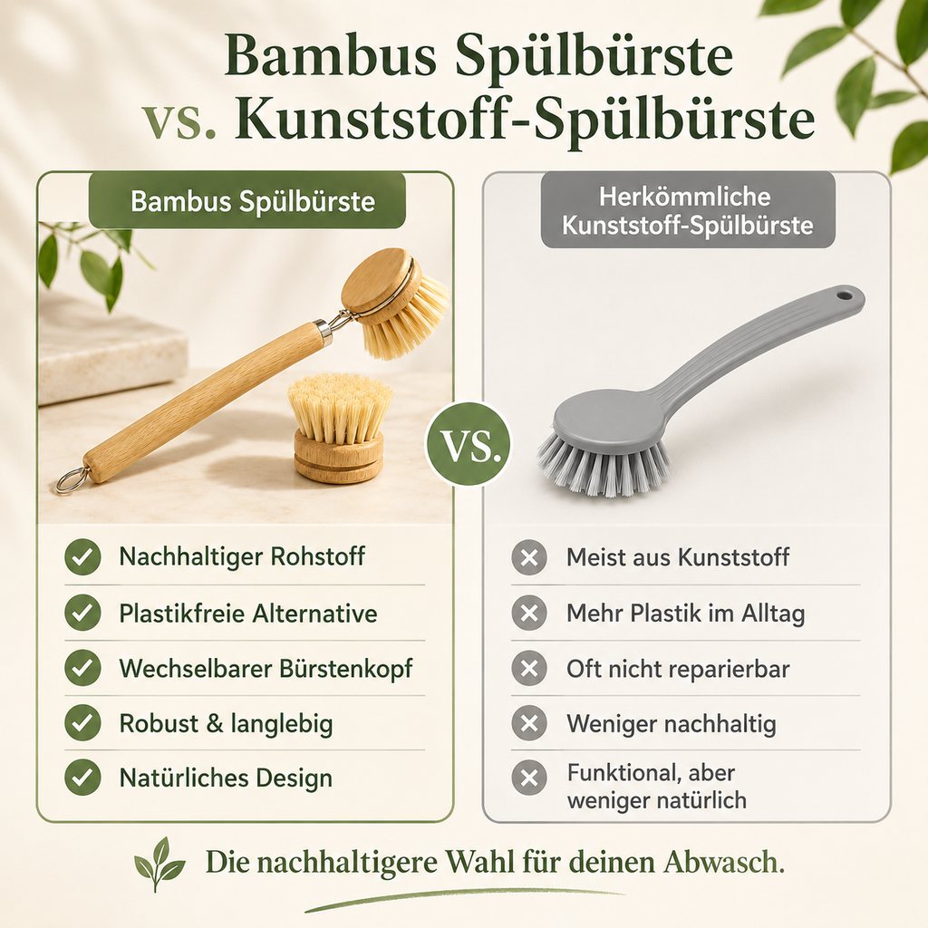 Bambus Spülbürsten Set | Nachhaltig mit Wechselköpfen