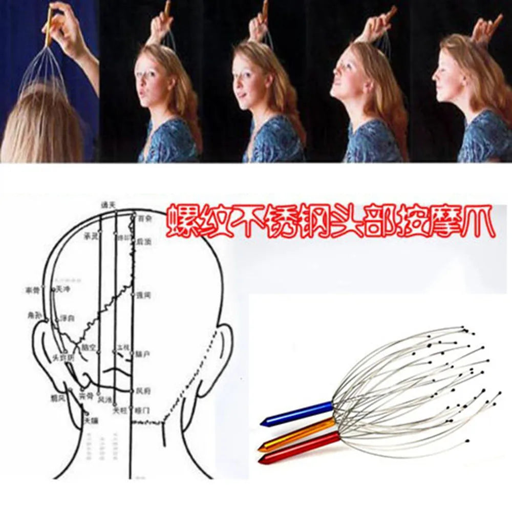 Kopfmassagegerät Kopfhaut Handheld Kopfmassagegerät Scratcher Kopfhautmassagegerät Reliever Nacken Stress und Kopf Arzt Stahlkugel Werkzeuge
