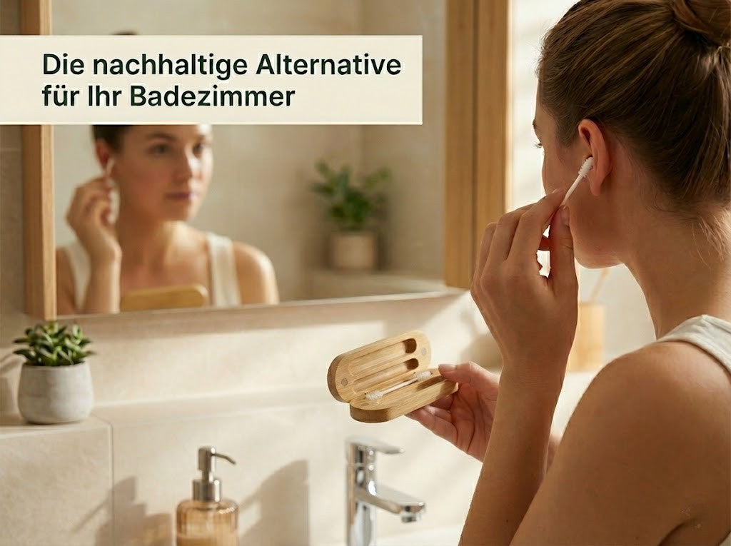 Wiederverwendbare Wattestäbchen | Set im Bambus-Case