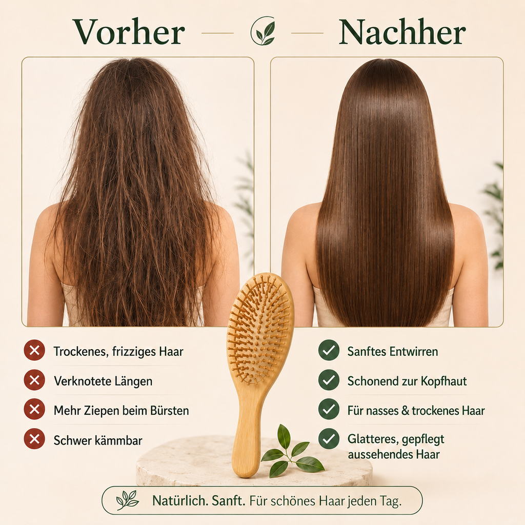 Bambus Haarbürste oval | Sanftes Entwirren ohne Ziepen