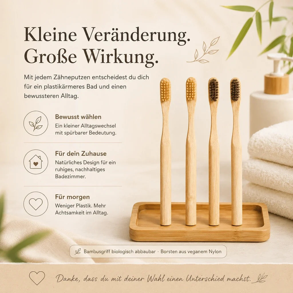 Bambus Zahnbürsten 4er Set – Natural & Vegan