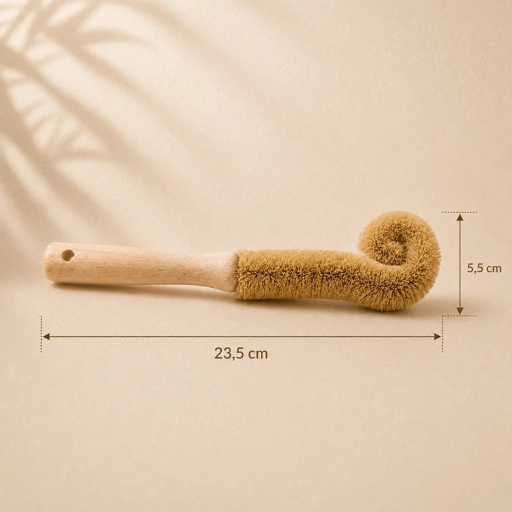 Holz Spülbürste gebogen | Für hohe Gläser, Tassen & Karaffen