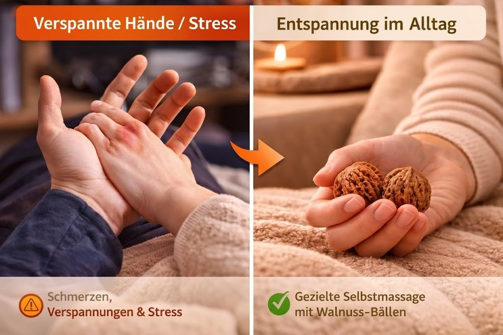 Walnuss Massagebälle (2er Set) – Für Handmassage, Entspannung & Stressabbau