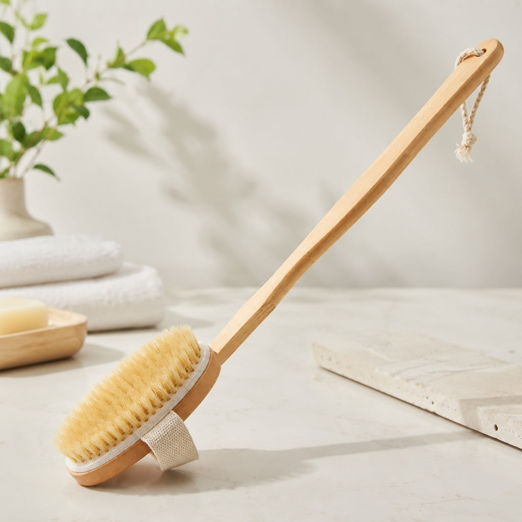 Badebürste mit langem Stiel | 2-in-1 Rückenbürste & Handbürste
