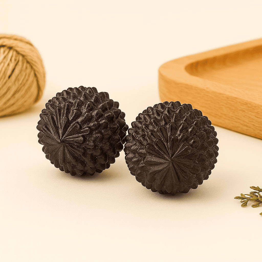 Holz Massageball 2er Set | Natürliche Hand- & Fußentspannung