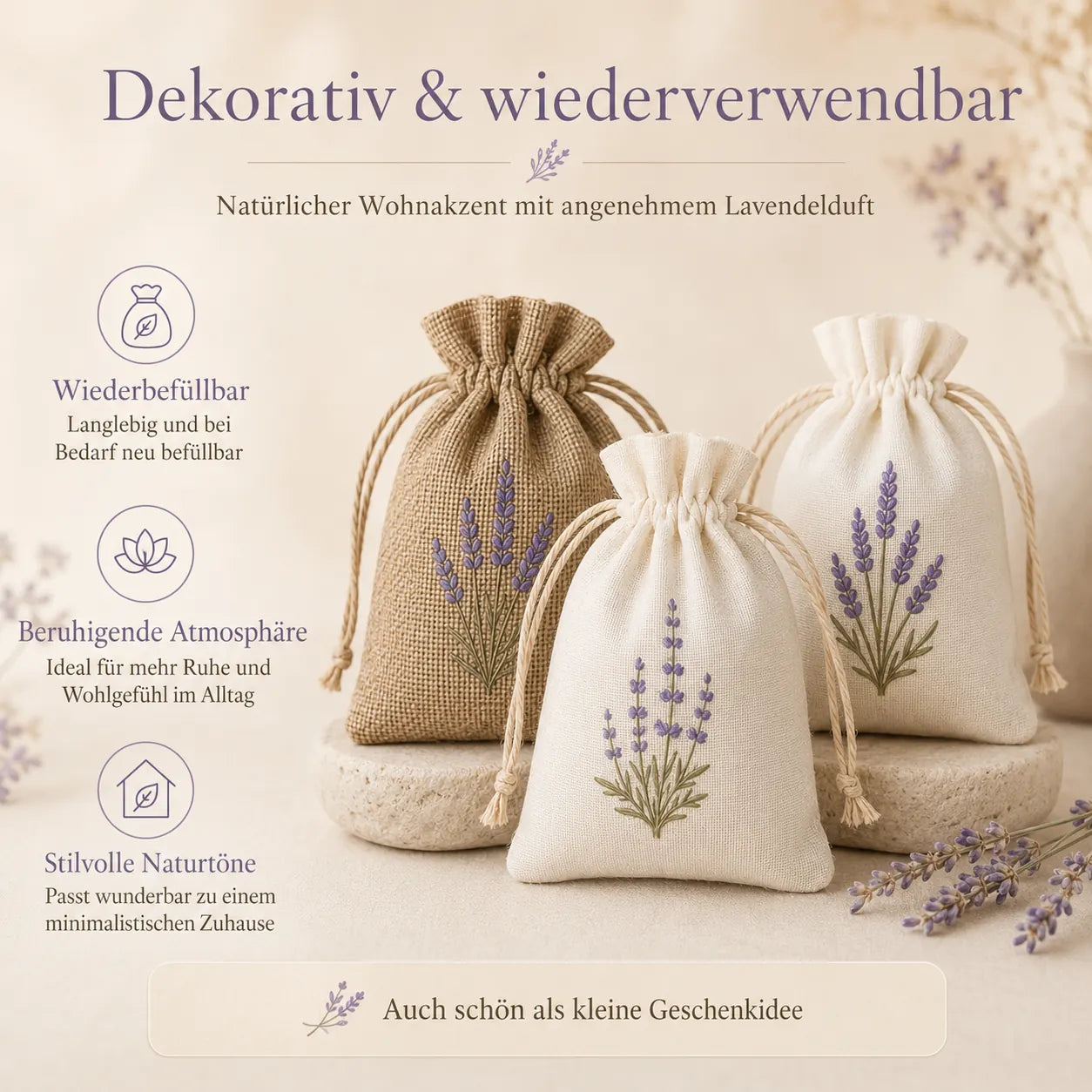 Lavendel Duftbeutel | Natürlicher Mottenschutz & Raumduft