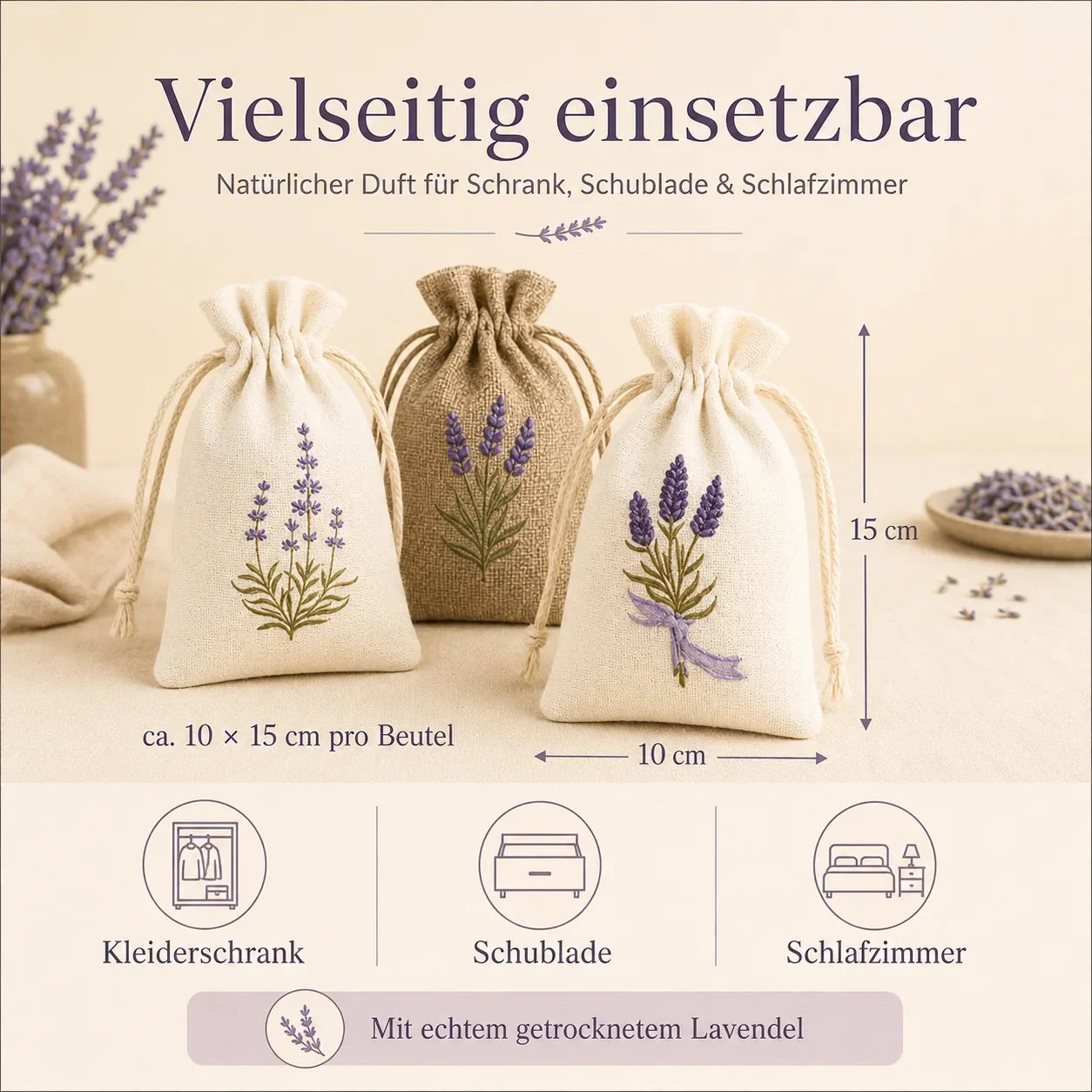 Lavendel Duftbeutel | Natürlicher Mottenschutz & Raumduft