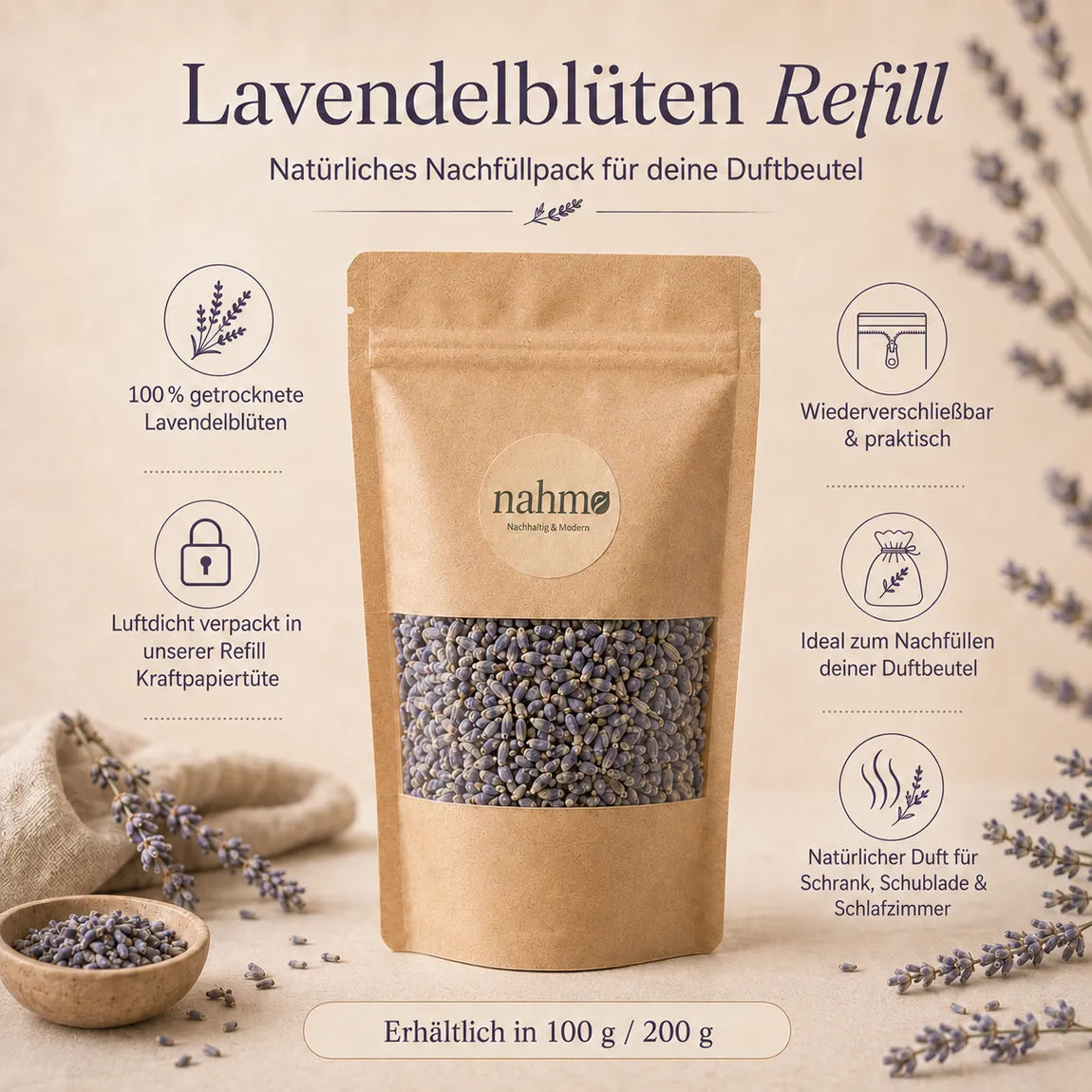 Lavendelblüten Refill zum Nachfüllen | 100g & 200g
