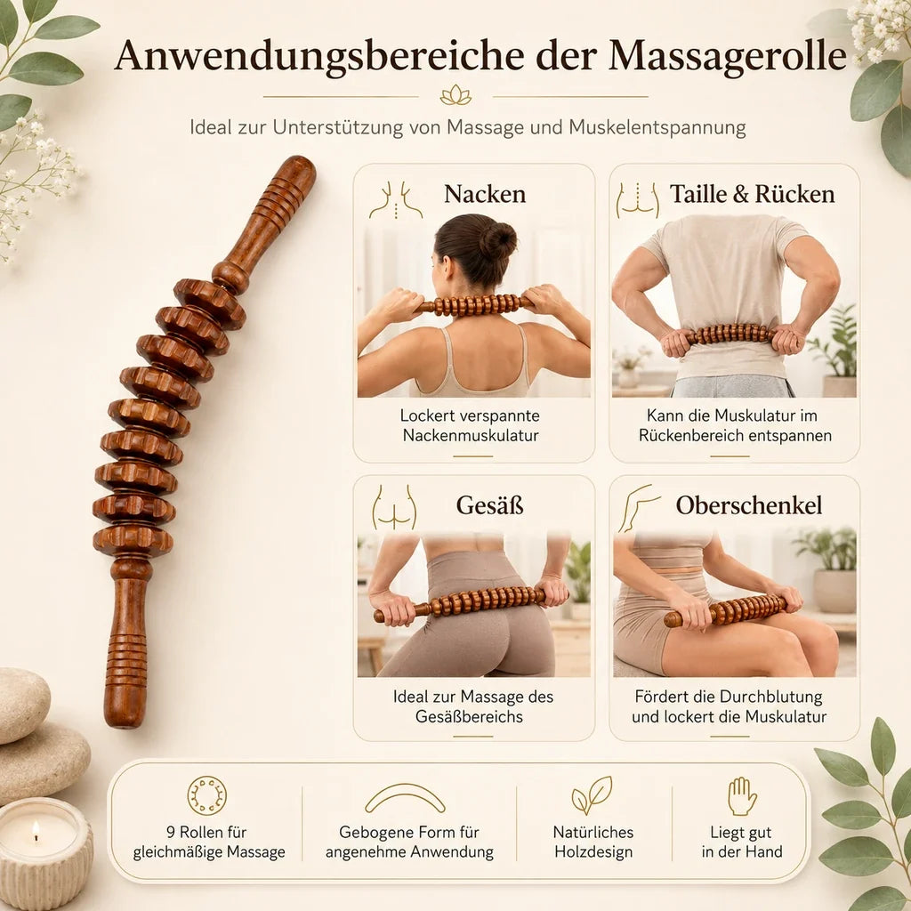 Holz-Massagerolle „Wohlfühlmoment“