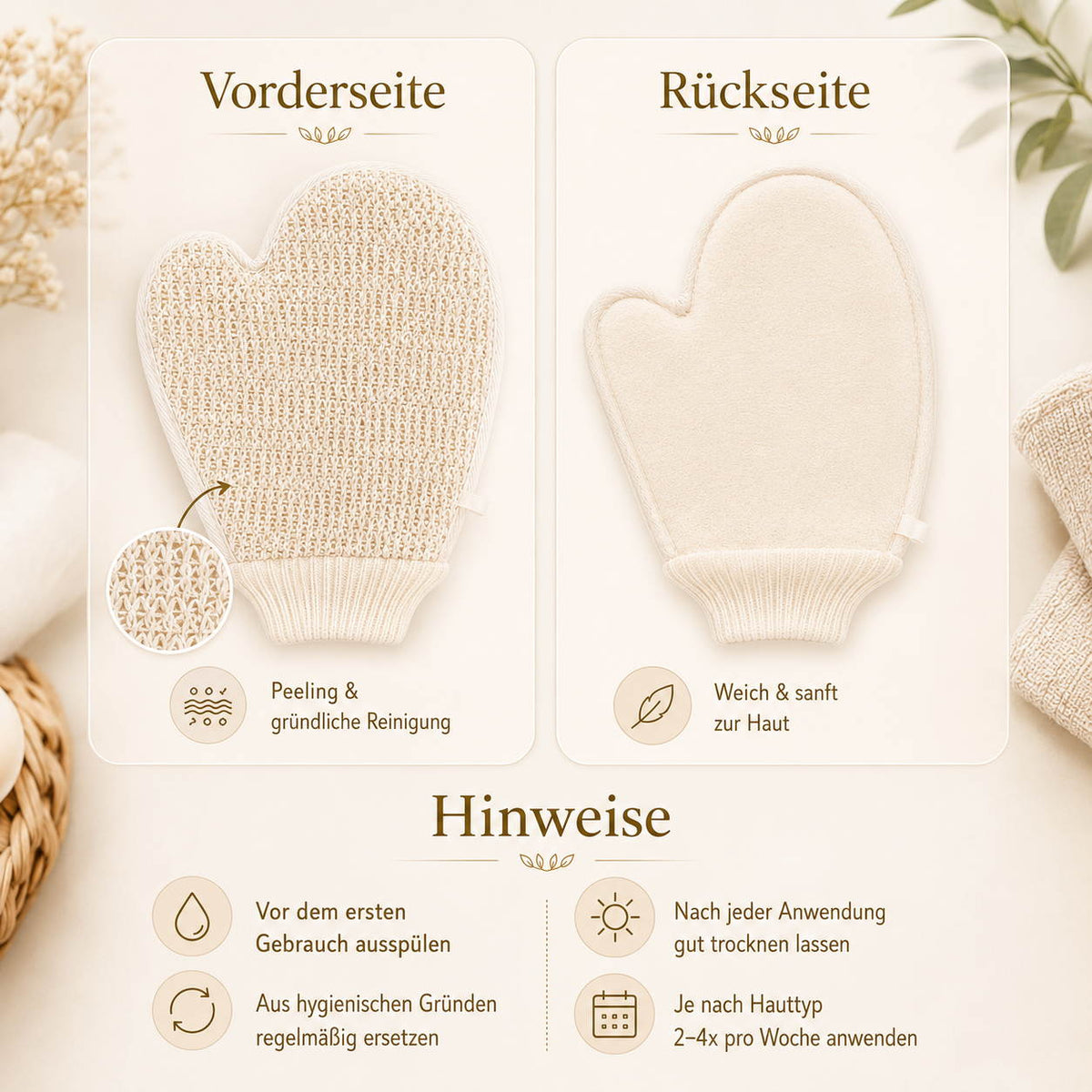 Peelinghandschuhe 2er Set – Erlebe Wohlfühlmomente!