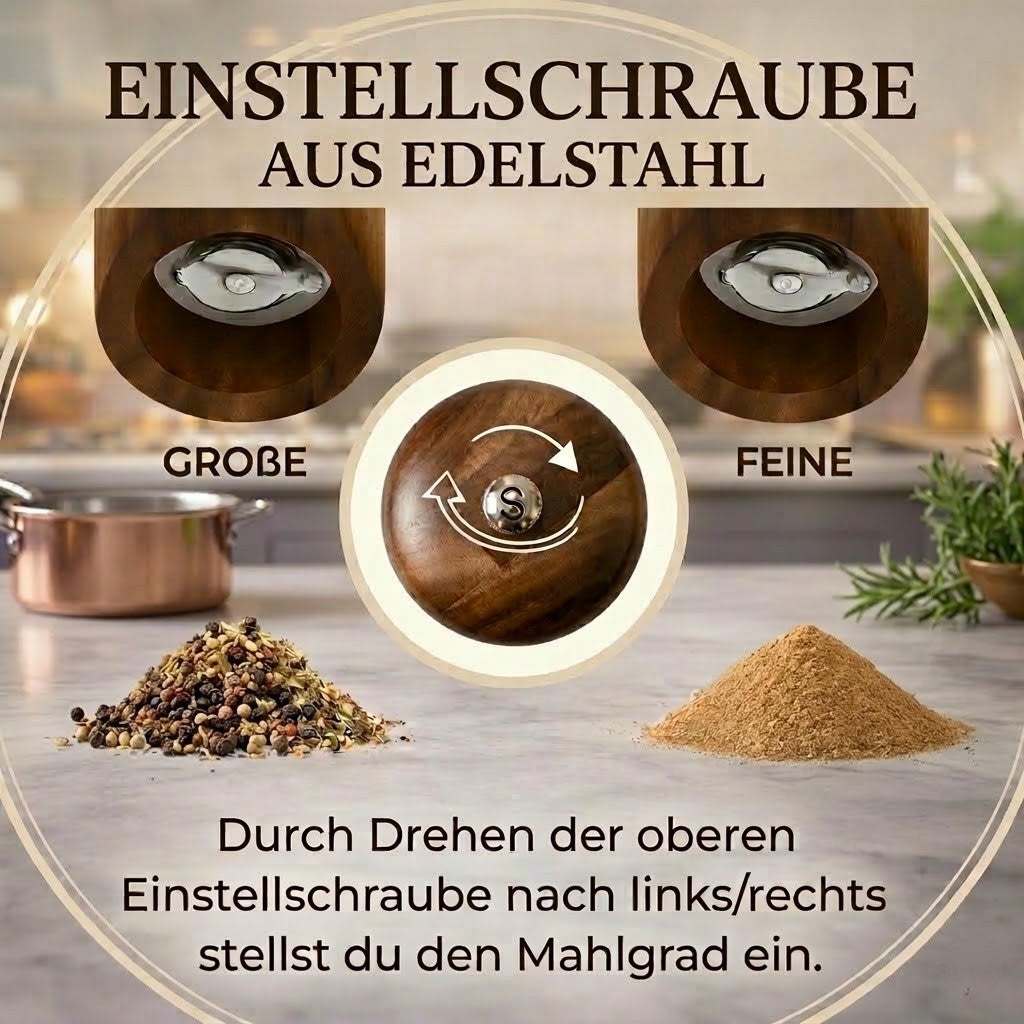 Hochwertiges Salz- & Pfeffermühlen Set aus Akazienholz