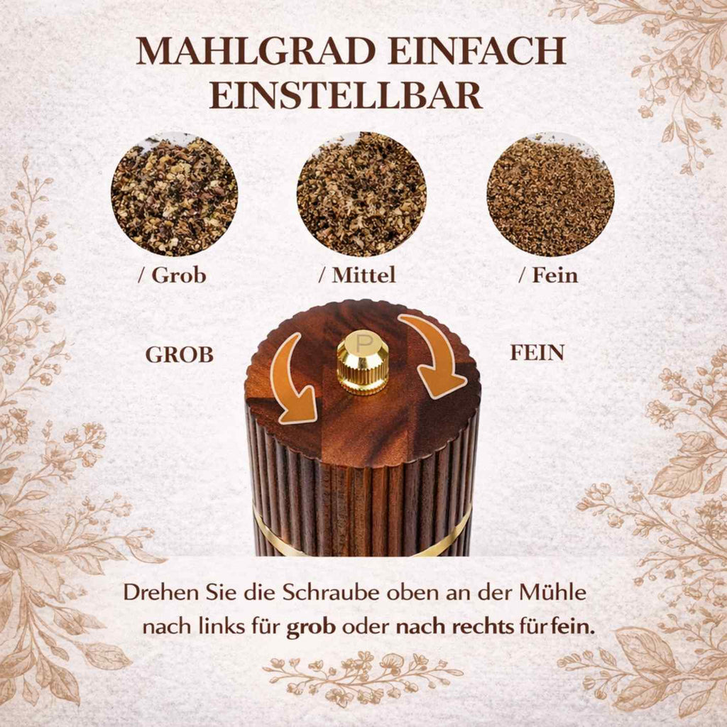 Edles Salz- & Pfeffermühlen Set aus Akazienholz