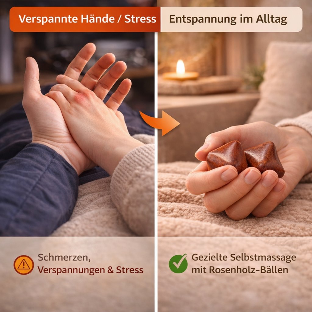 Rosenholz Massagebälle (2er Set) – Handmassage, Stressabbau & Entspannung