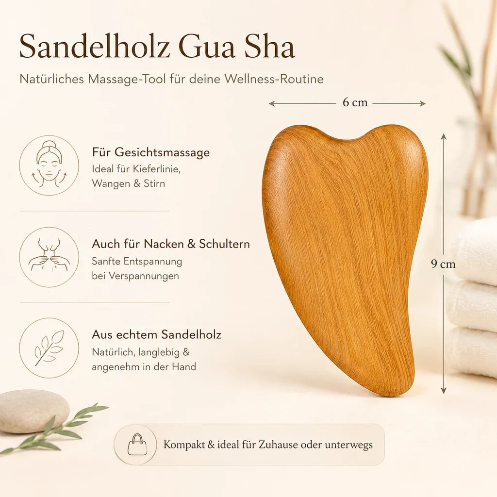 Sandelholz Gua Sha - Handgefertigt für Gesichtsmassage & Entspannung
