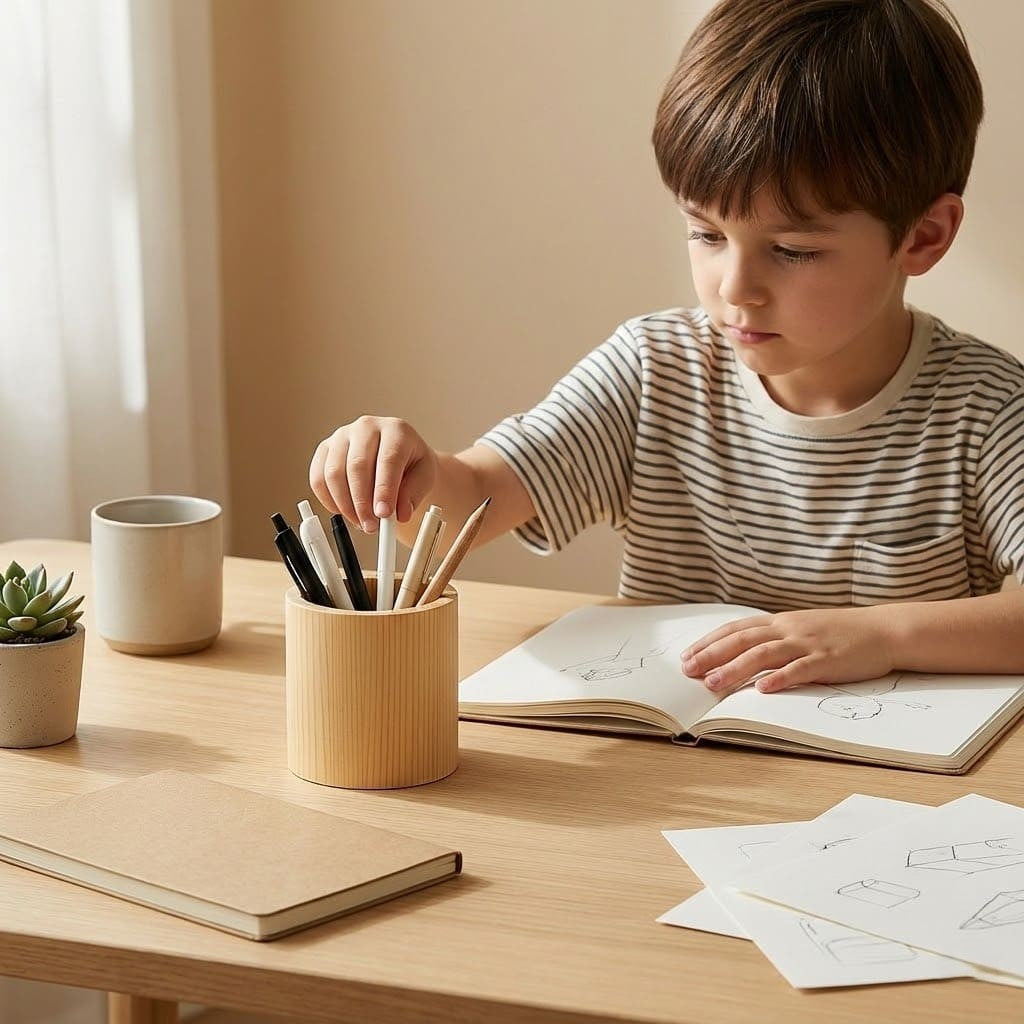 Runder Holz Stiftehalter - unbehandelt für DIY & Schreibtisch