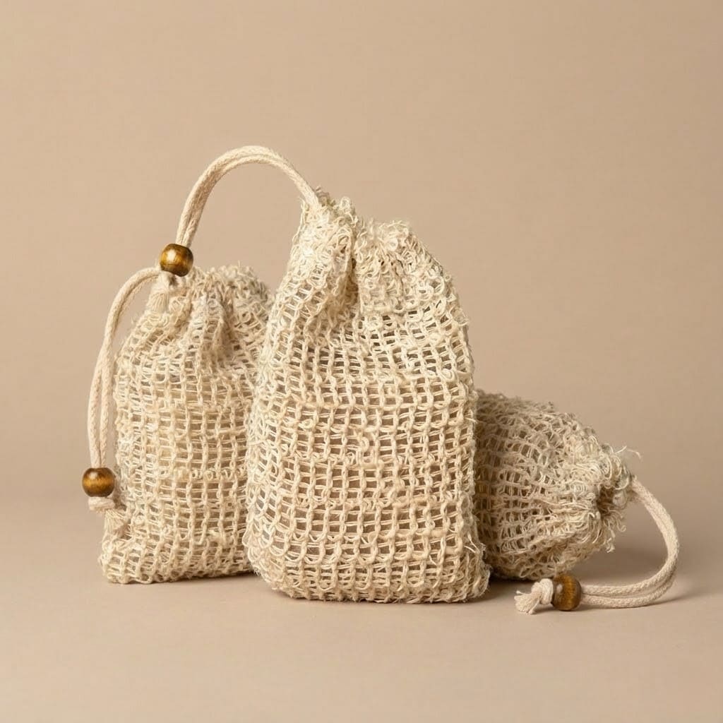 Seifenbeutel 3er Set | Aus Leinen für Peeling & Schaum