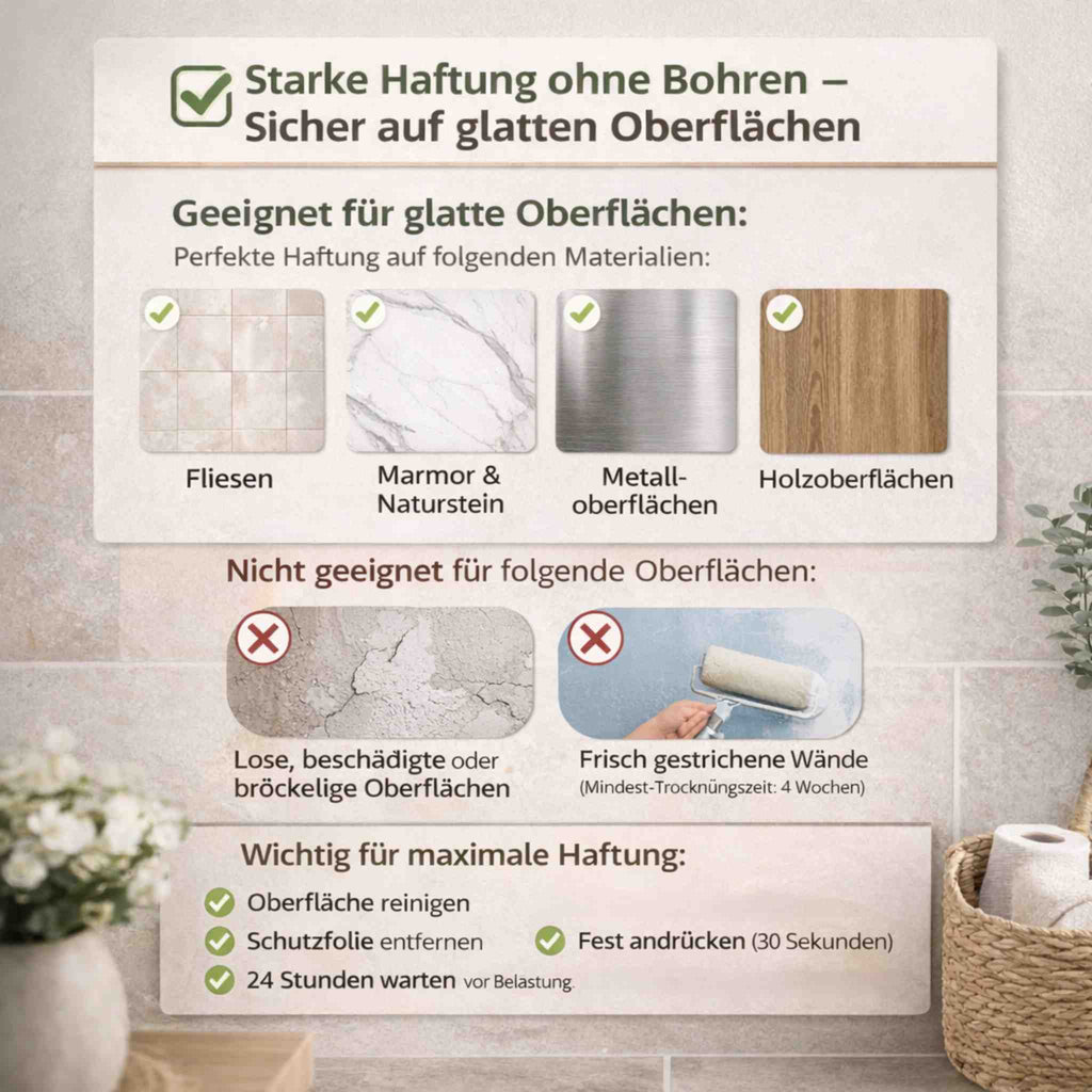 Toilettenpapierhalter ohne Bohren – Selbstklebend aus Holz & Naturseil