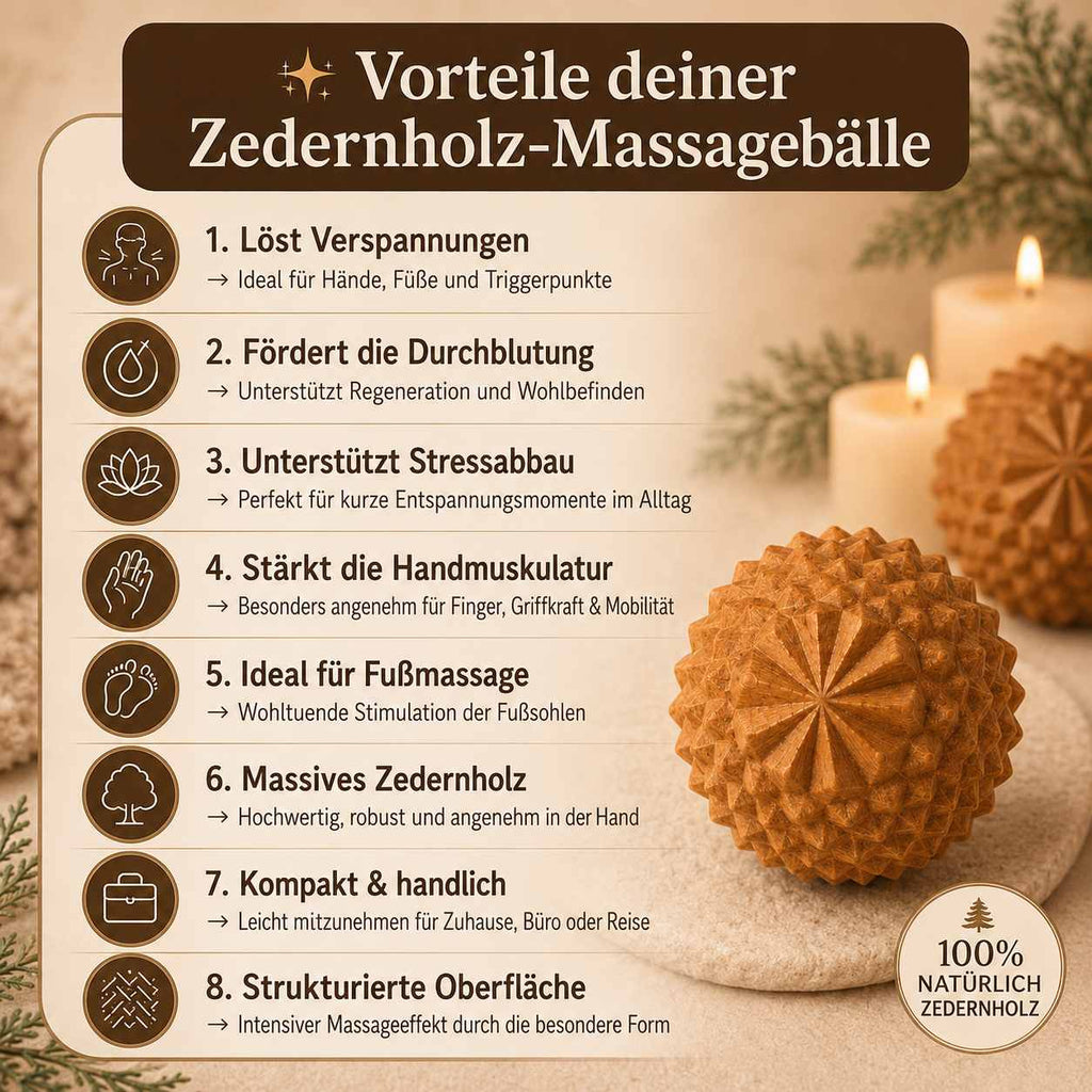 Zedernholz Massagebälle – 2er Set für natürliche Entspannung