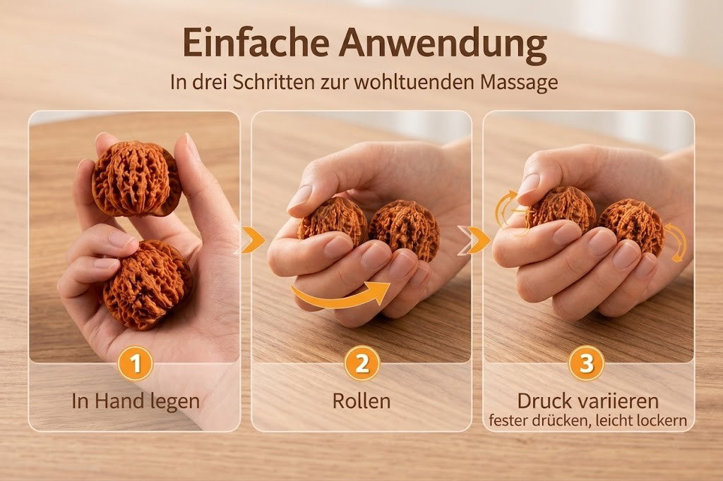 Walnuss Massagebälle (2er Set) – Für Handmassage, Entspannung & Stressabbau