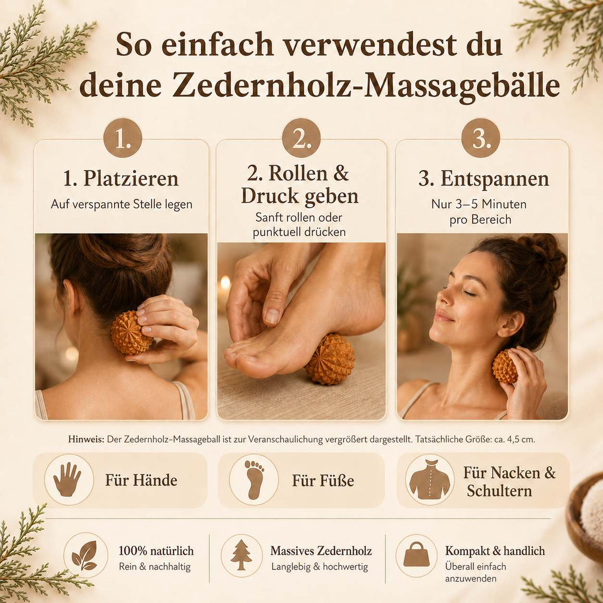 Zedernholz Massagebälle – 2er Set für natürliche Entspannung