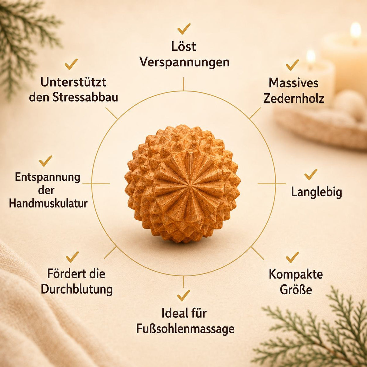 Zedernholz Massagebälle – 2er Set für natürliche Entspannung